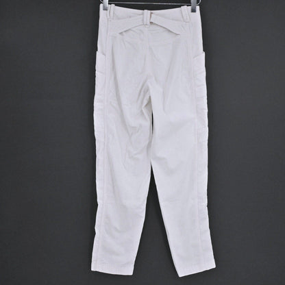Lynn's Closet Boutique Anthropologie Pilcro white corduroy cargo pants, back view showing high waist and pockets.