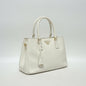 Lynn's Closet Boutique white Prada Galleria medium handbag in Saffiano leather with gold-tone hardware