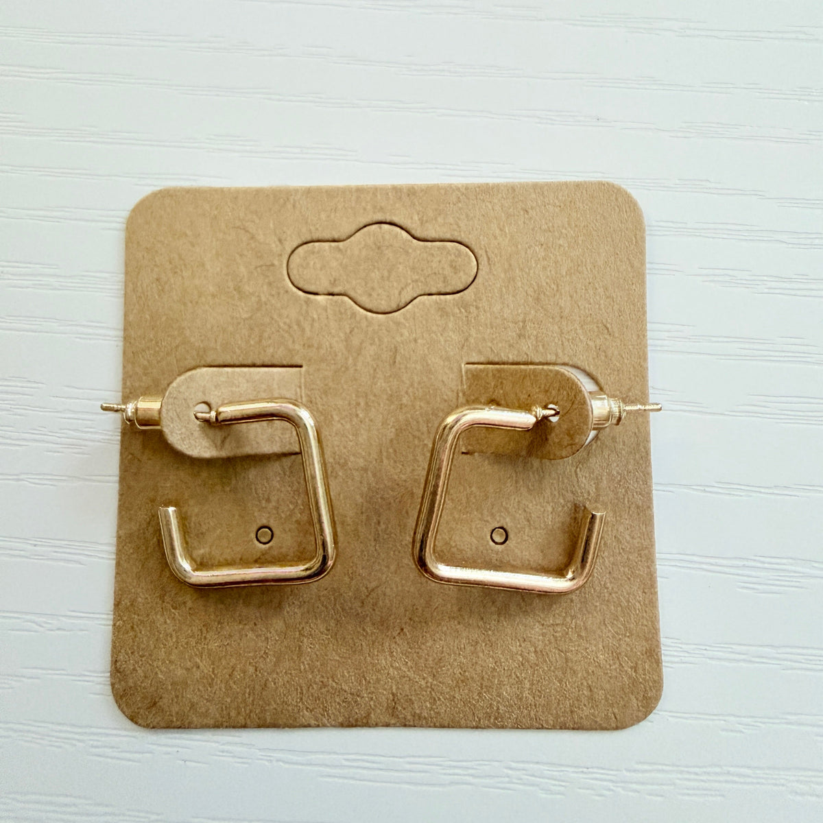 Gold square geometric huggie earrings