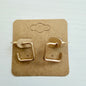 Gold square geometric huggie earrings
