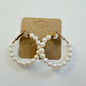 Gold large pearl beaded hoop earrings