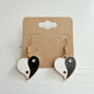 Gold yin yang heart drop earrings