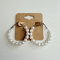 Silver large pearl beaded hoop earrings