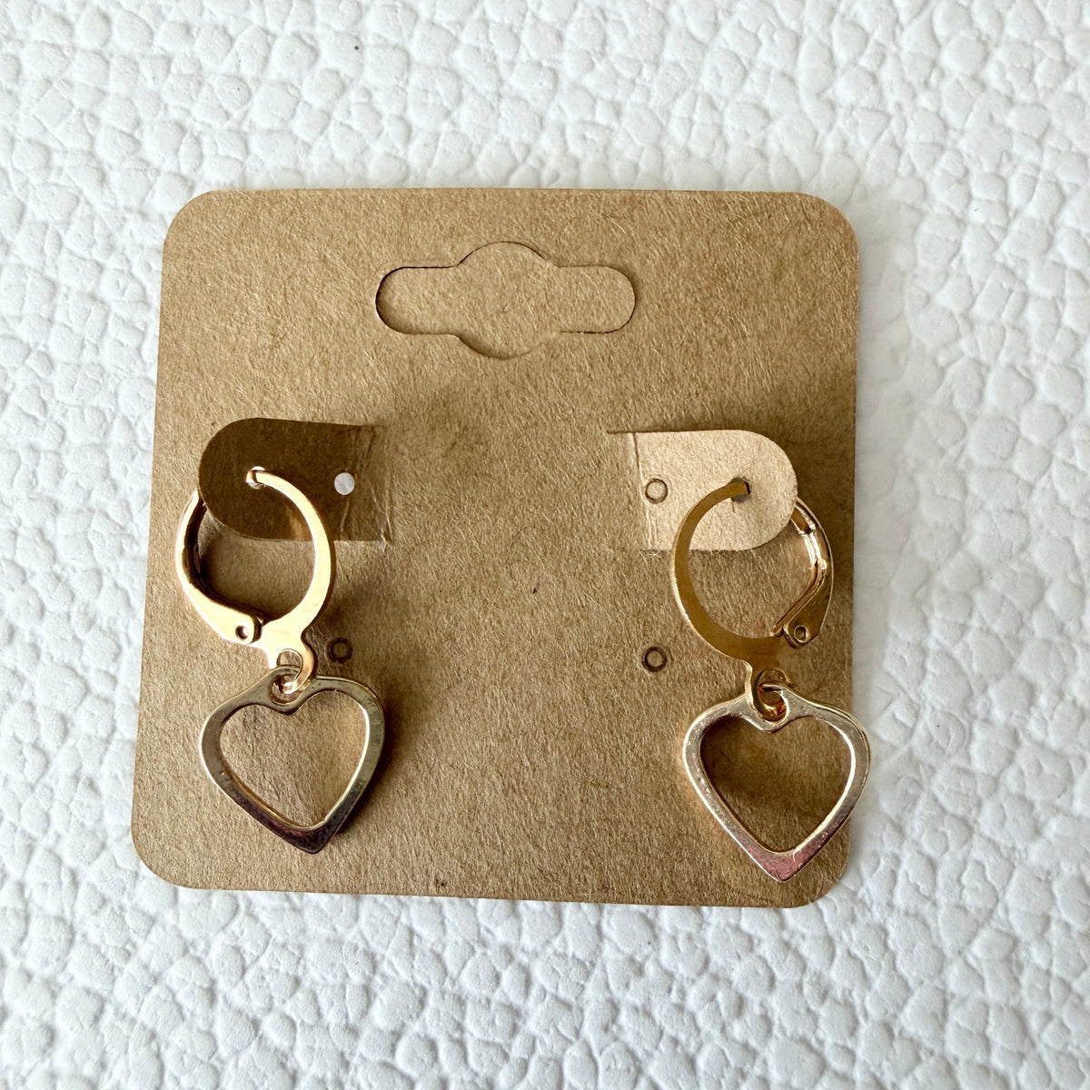 Gold open heart drop huggie earrings