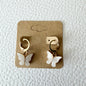 Gold white butterfly drop huggie earrings