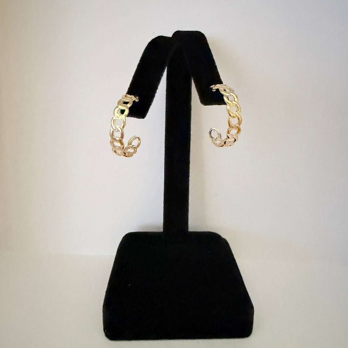 Gold Chain Link Hoop Alloy Earrings Steel Posts