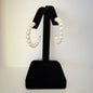 Gold Pearl Beaded Hoop Alloy Earrings Steel Posts