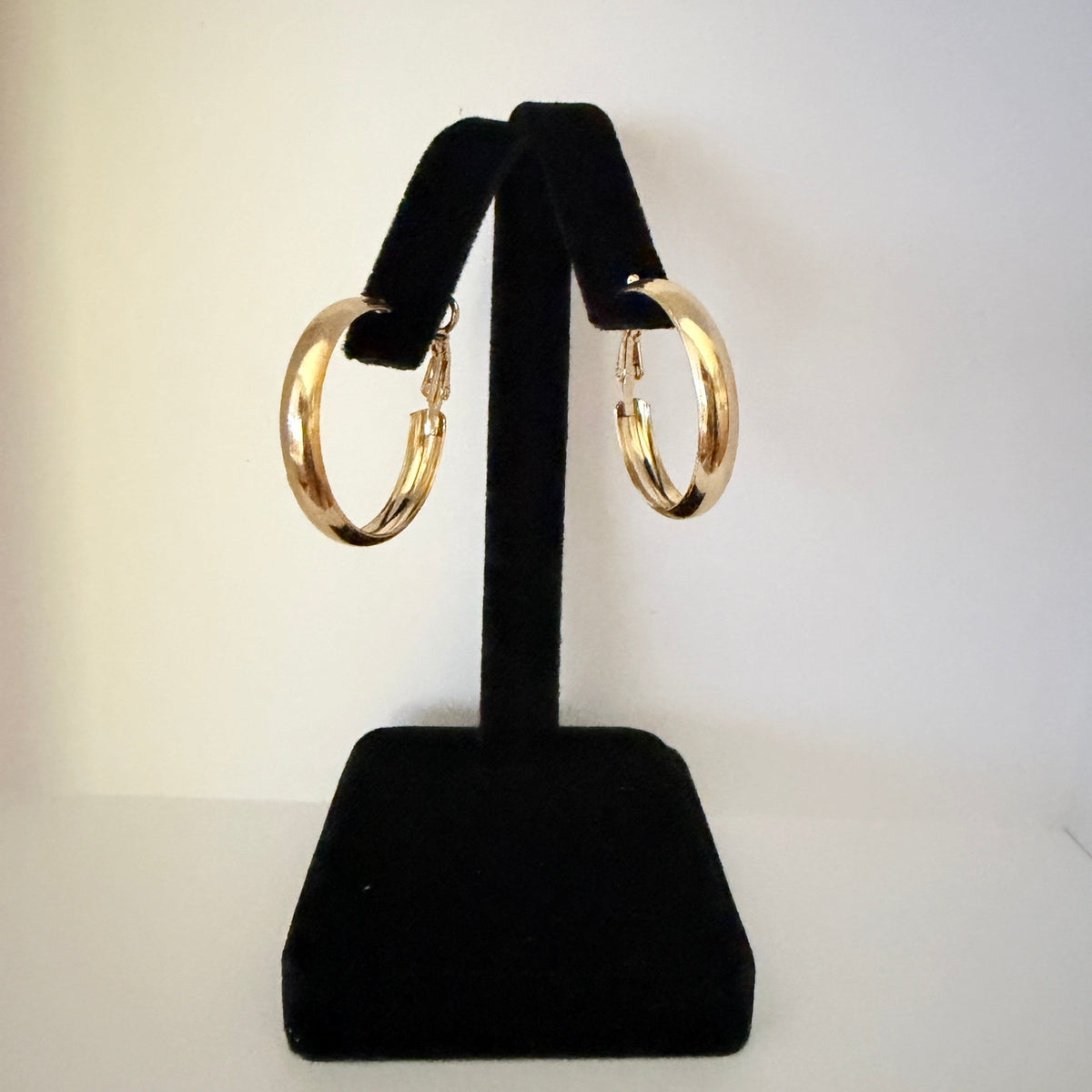 Gold Flat Wide Hoop Alloy Earrings Steel Posts
