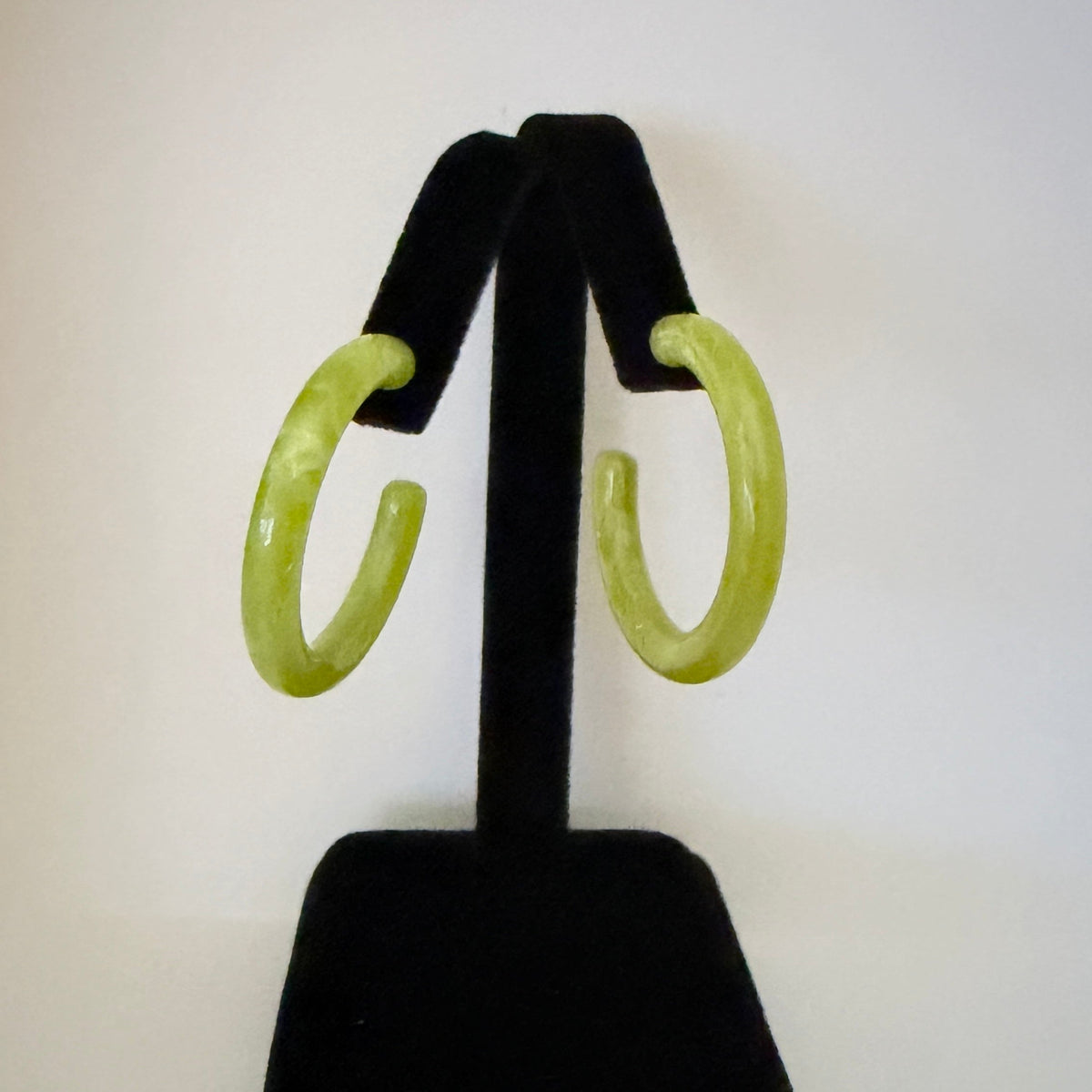Green Resin Hoop Alloy Earrings Steel Posts